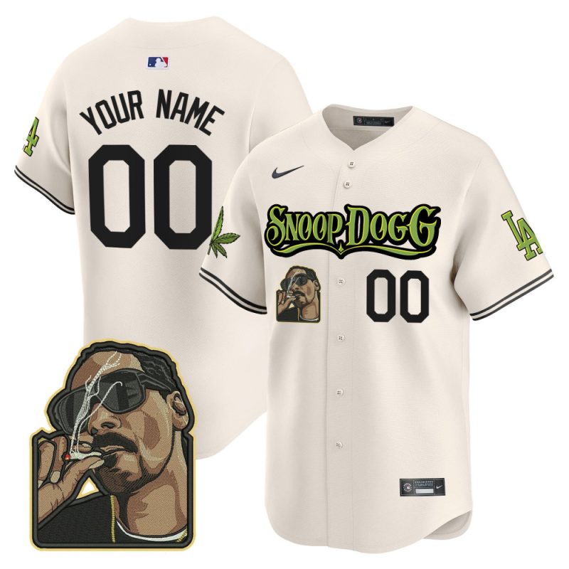 los angeles dodgers snoop dogg custom men jersey cream