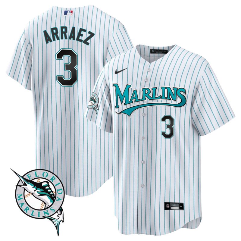 luis arraez 3 miami marlins throwback men jersey white