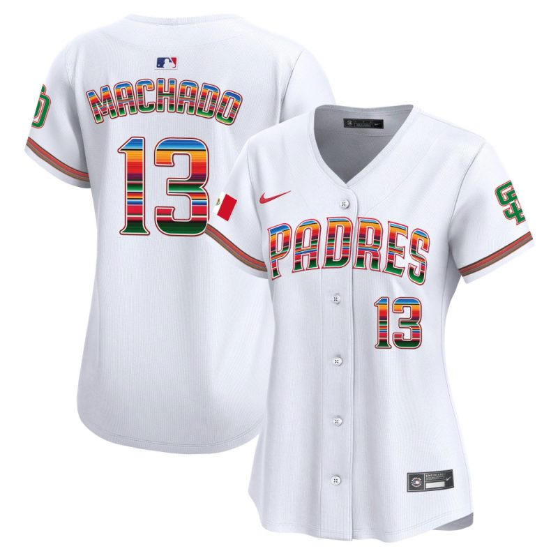 manny machado 13 san diego padres mexico women jersey white