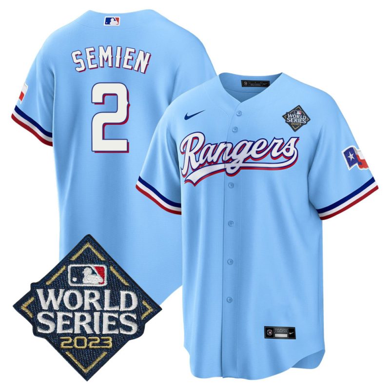 marcus semien 2 texas rangers 2023 world series stitched baseball jersey blue