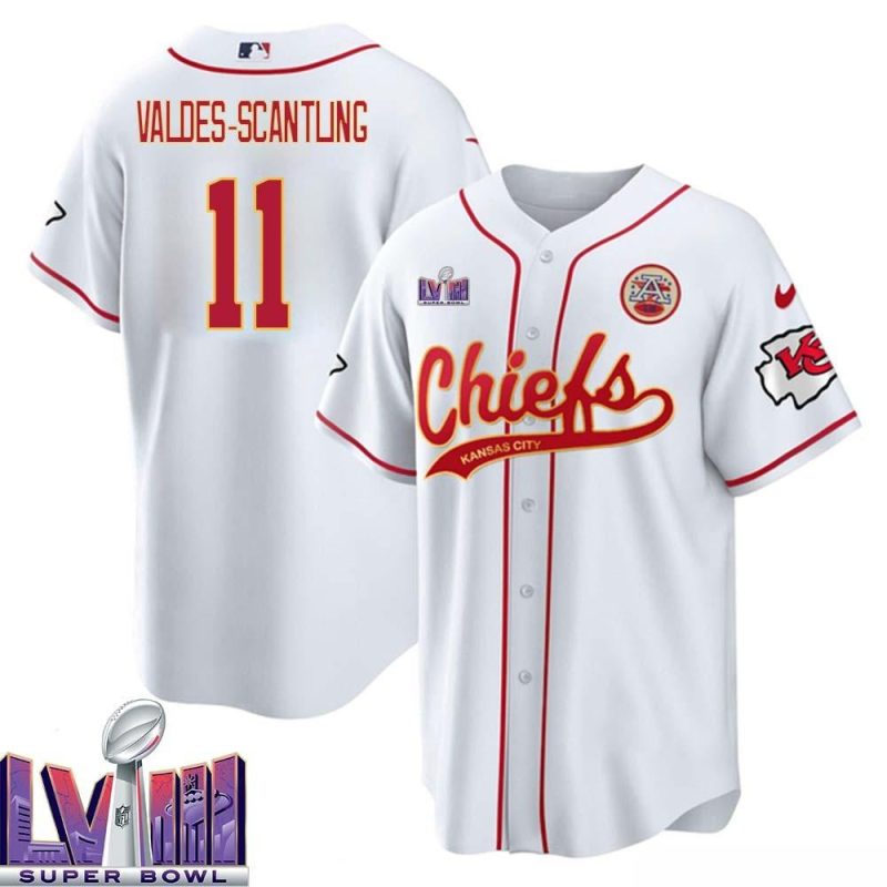 marquez valdes scantling 11 kansas city chiefs super bowl lviii baseball men jersey white