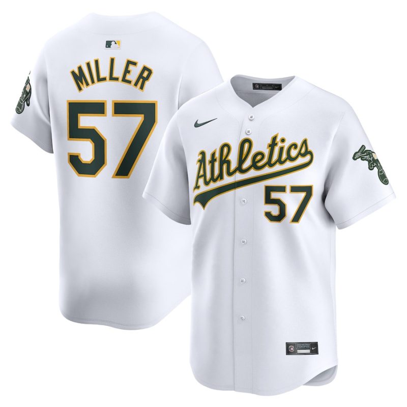 mason miller 57 oakland athletics home limited player men jersey white