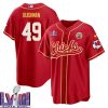 matt bushman 49 kansas city chiefs super bowl lviii baseball men jersey red