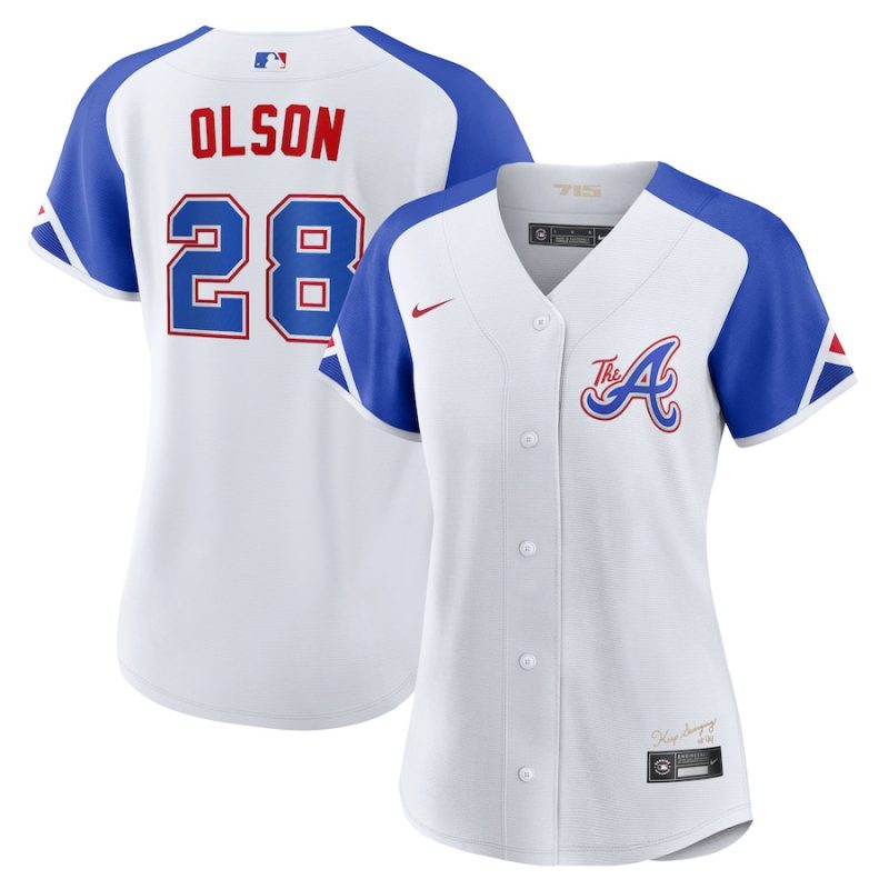 matt olson 28 atlanta braves 2023 city connect women jersey white