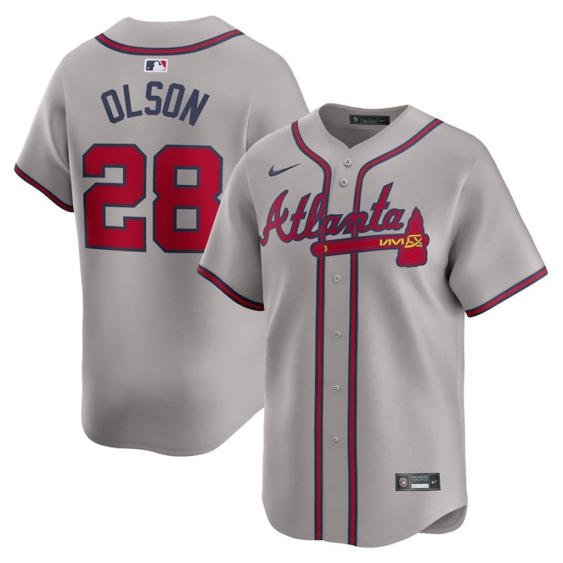 matt olson 28 atlanta braves away limited player men jersey gray