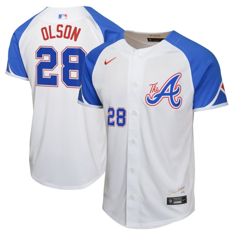 matt olson 28 atlanta braves city connect limited youth jersey white