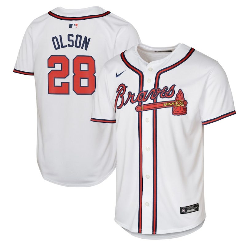 matt olson 28 atlanta braves home limited player youth jersey white