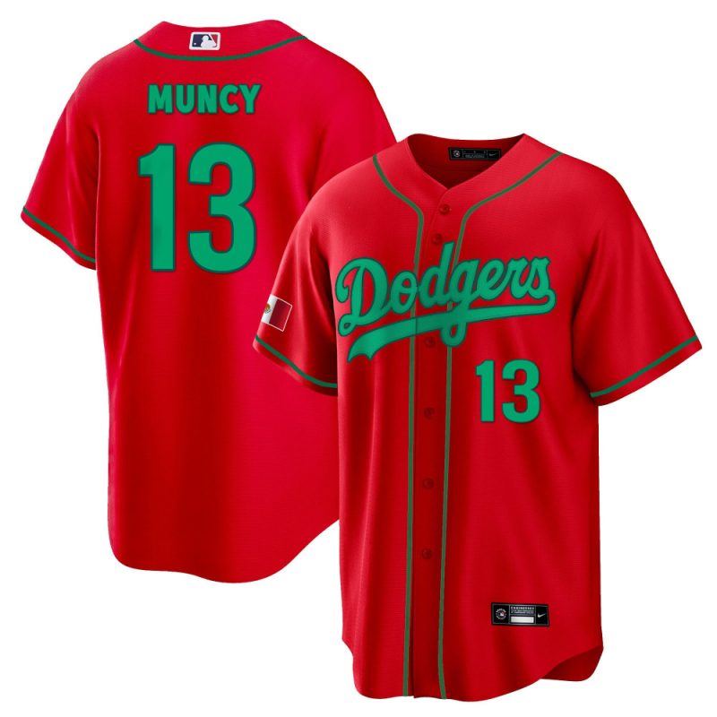 max muncy 13 los angeles dodgers mexico baseball men jersey red