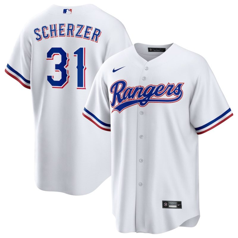 max scherzer 31 texas rangers home men jersey white