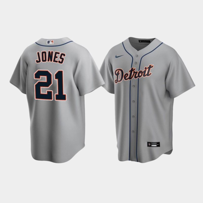 mens detroit tigers 21 jacoby jones gray road jersey jersey