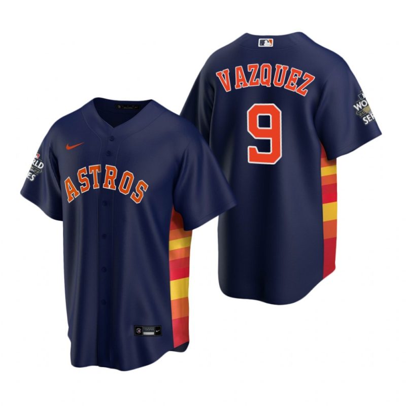 mens houston astros christian vazquez 9 navy 2022 world series jersey