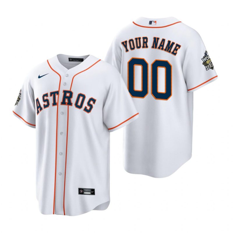 mens houston astros custom 00 white 2022 world series jersey