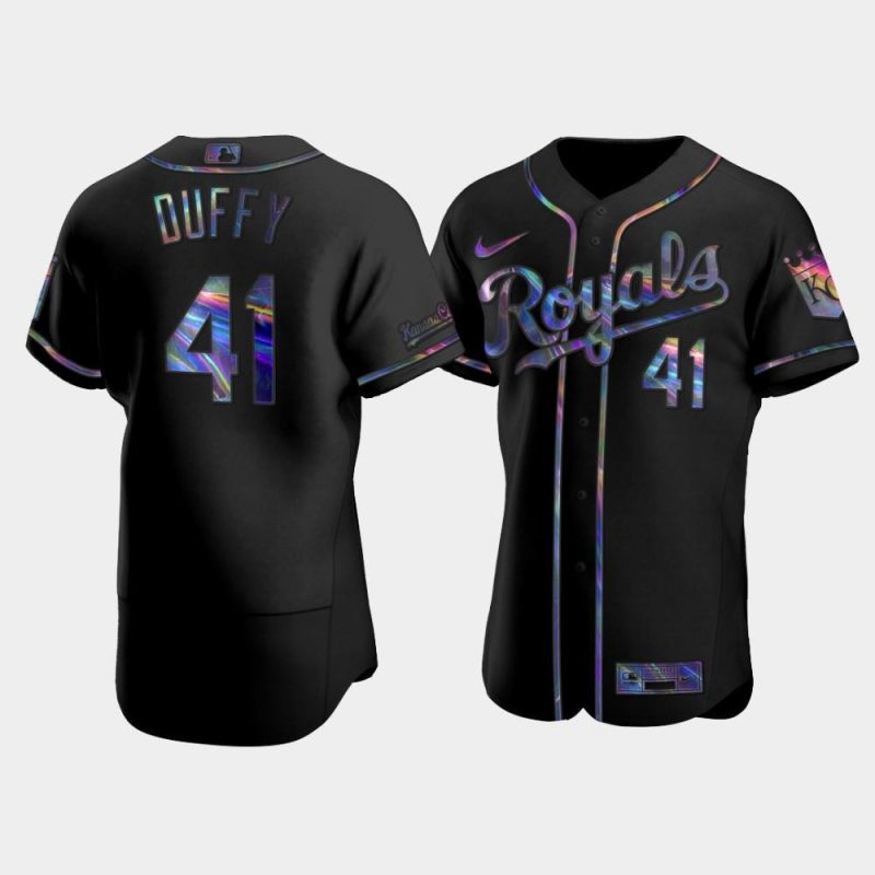 mens kansas city royals danny duffy 41 black golden edition holographic jersey jersey