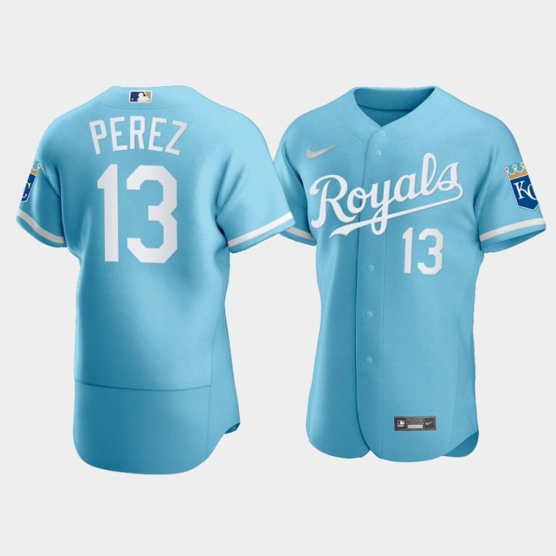 mens kansas city royals salvador perez 13 2022 powder blue jersey jersey