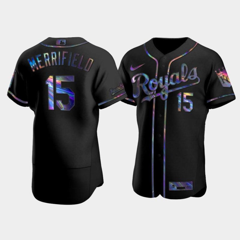 mens kansas city royals whit merrifield 15 black golden edition holographic jersey jersey