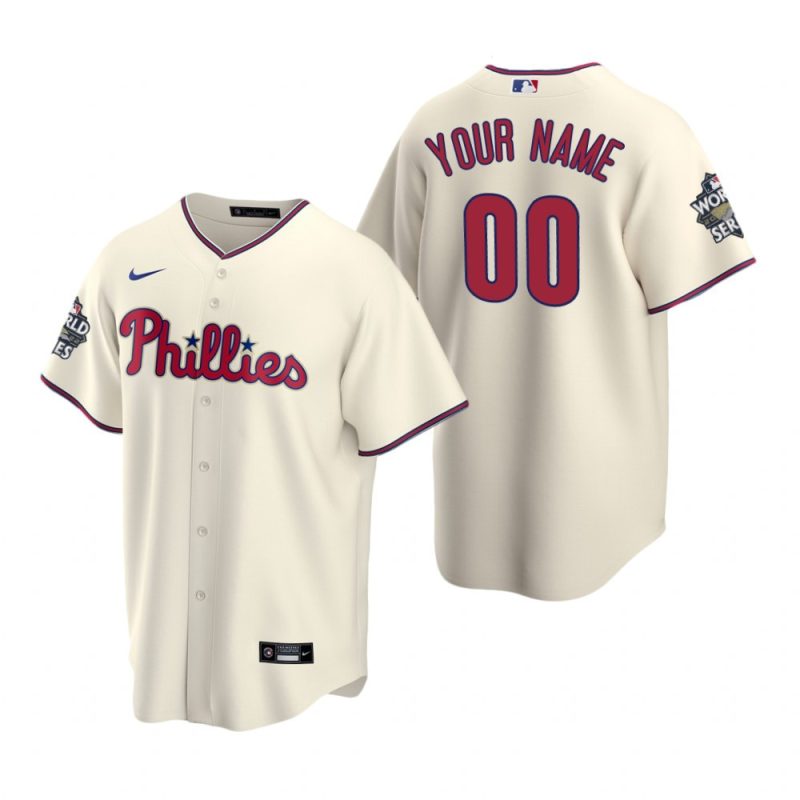 mens philadelphia phillies custom 00 cream 2022 world series jersey