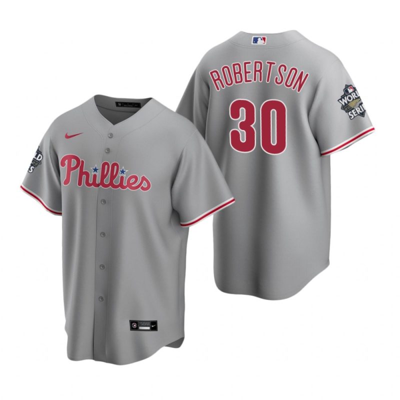 mens philadelphia phillies david robertson 30 gray 2022 world series jersey