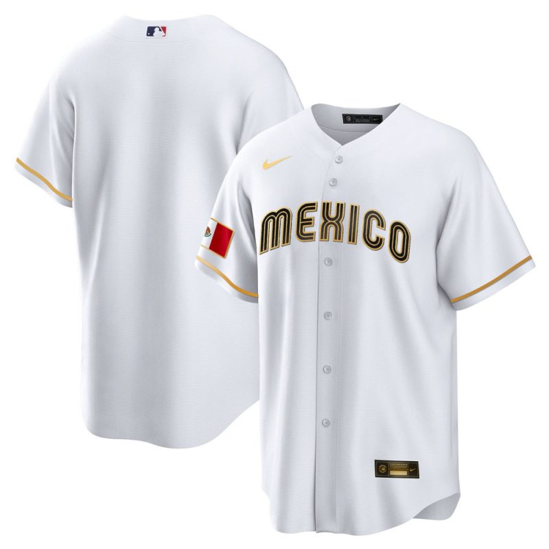 mexico 2023 baseball men jersey white gold