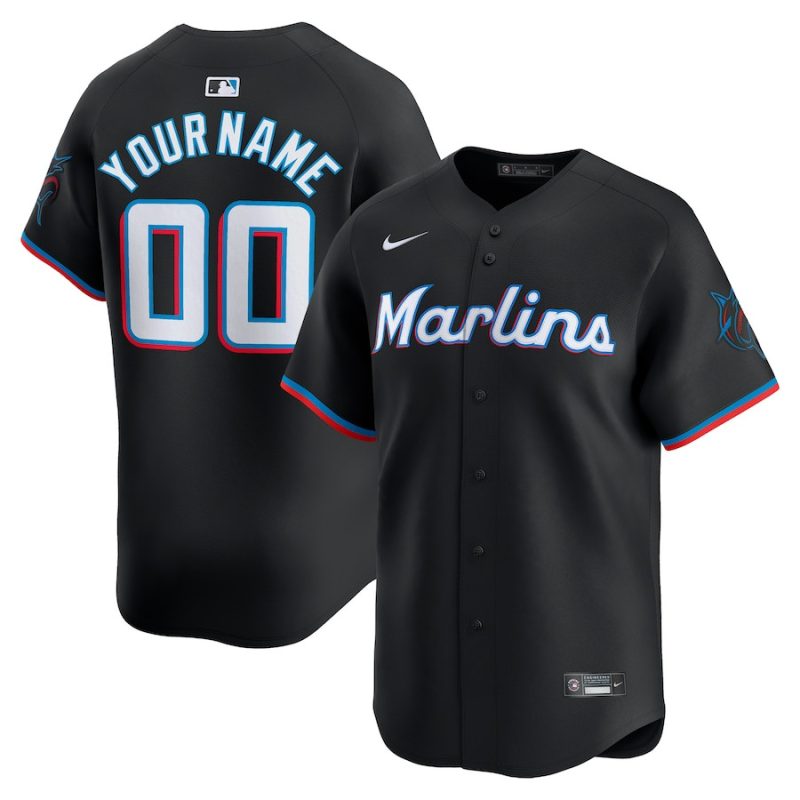 miami marlins alternate limited custom men jersey black