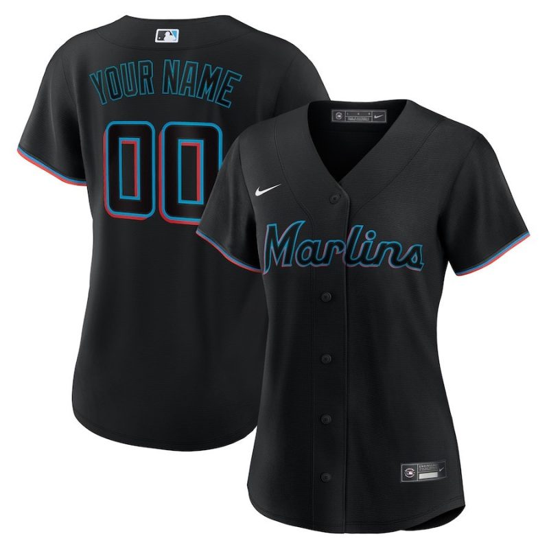 miami marlins womens alternate custom jersey black