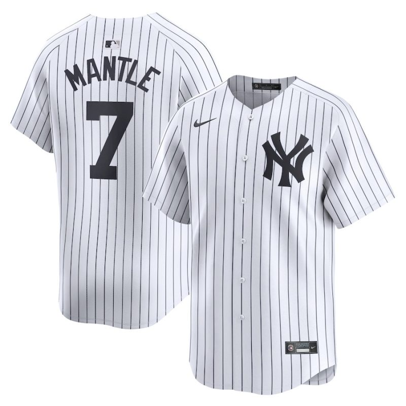 mickey mantle 7 new york yankees home limited player men jersey white