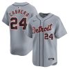 miguel cabrera 24 detroit tigers road limited player men jersey gray