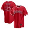 mike trout 27 los angeles angels alternate men jersey red