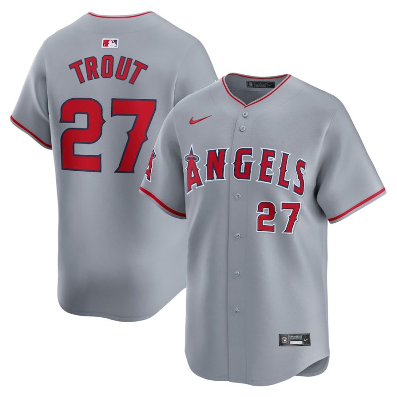 mike trout 27 los angeles angels away limited player men jersey gray