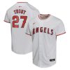 mike trout 27 los angeles angels home game player youth jersey white