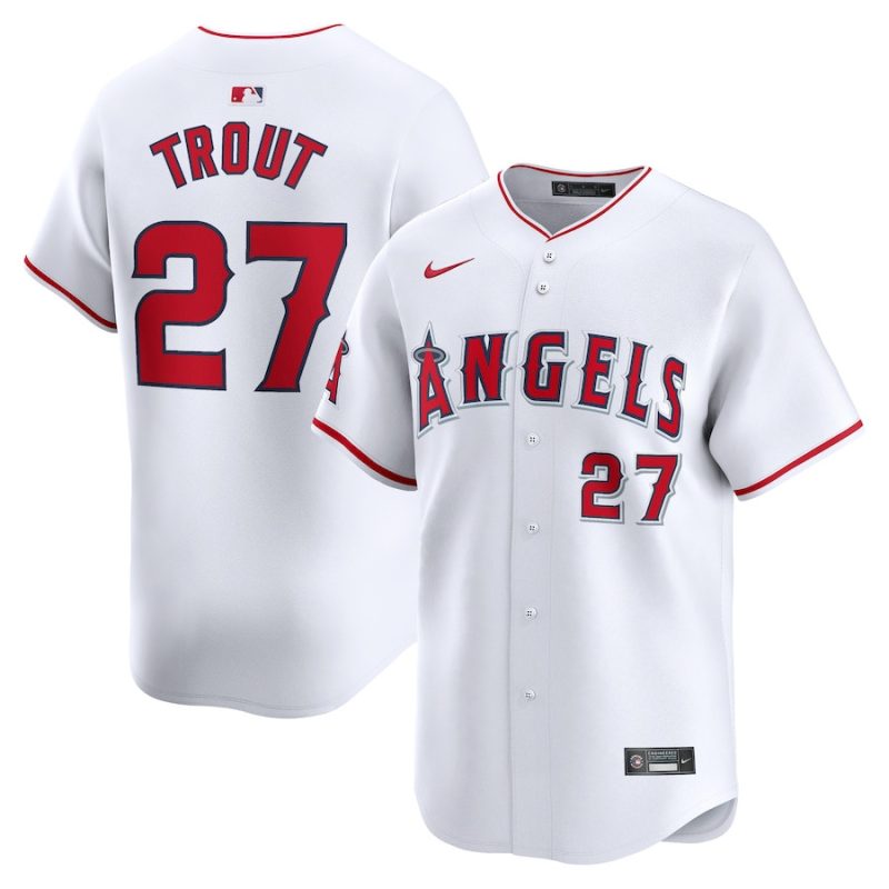 mike trout 27 los angeles angels home limited player men jersey white