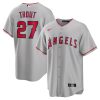 mike trout 27 los angeles angels road men jersey silver