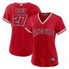 mike trout 27 los angeles angels womens alternate player jersey red