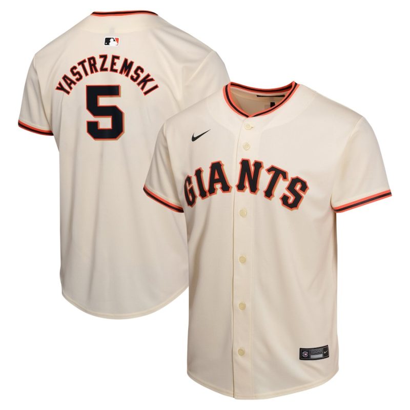 mike yastrzemski 5 san francisco giants home game player youth jersey cream