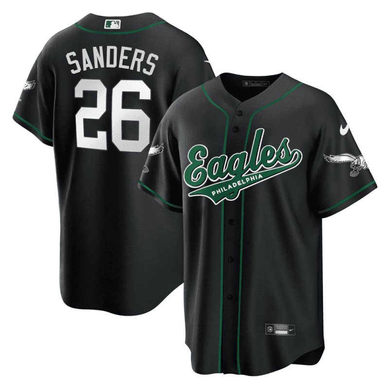 miles sanders 26 philadelphia eagles baseball men jersey black