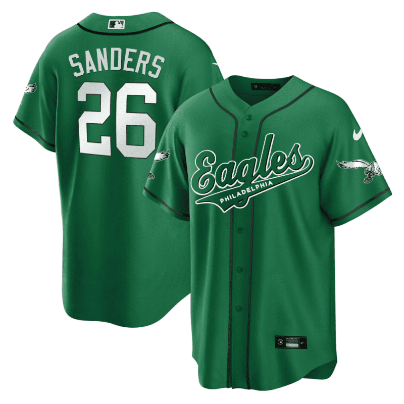 miles sanders 26 philadelphia eagles baseball men jersey kelly green