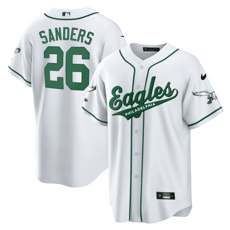 miles sanders 26 philadelphia eagles baseball men jersey white