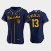 milwaukee brewers 13 mark mathias alternate team navy jersey jersey