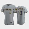 milwaukee brewers 13 mark mathias road team gray jersey jersey