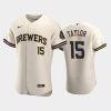 milwaukee brewers 15 tyrone taylor home team cream jersey jersey