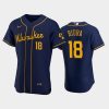 milwaukee brewers 18 keston hiura alternate team navy jersey jersey