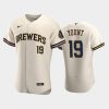 milwaukee brewers 19 robin yount home team cream jersey jersey