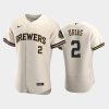 milwaukee brewers 2 luis urias home team cream jersey jersey