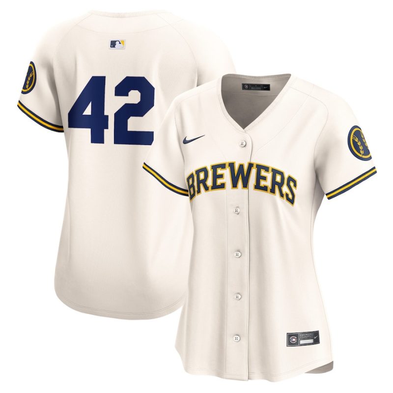 milwaukee brewers 2024 jackie robinson day home limited women jersey cream