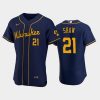 milwaukee brewers 21 travis shaw alternate team navy jersey jersey