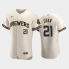 milwaukee brewers 21 travis shaw home team cream jersey jersey