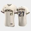 milwaukee brewers 27 jordan zimmermann home team cream jersey jersey