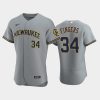 milwaukee brewers 34 rollie fingers road team gray jersey jersey