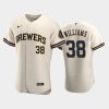 milwaukee brewers 38 devin williams home team cream jersey jersey