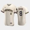 milwaukee brewers 8 ryan braun home team cream jersey jersey