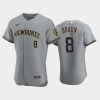 milwaukee brewers 8 ryan braun road team gray jersey jersey